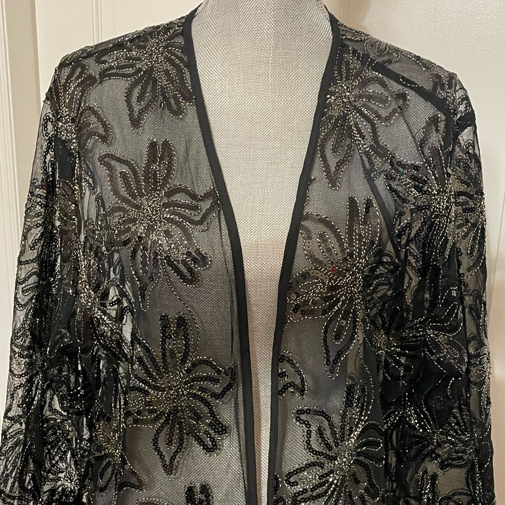 ASOS Black Sheer Floral Embellished Jacket